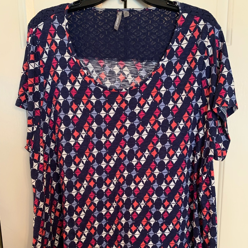 New Directions 2X lace top short sleeve shirt